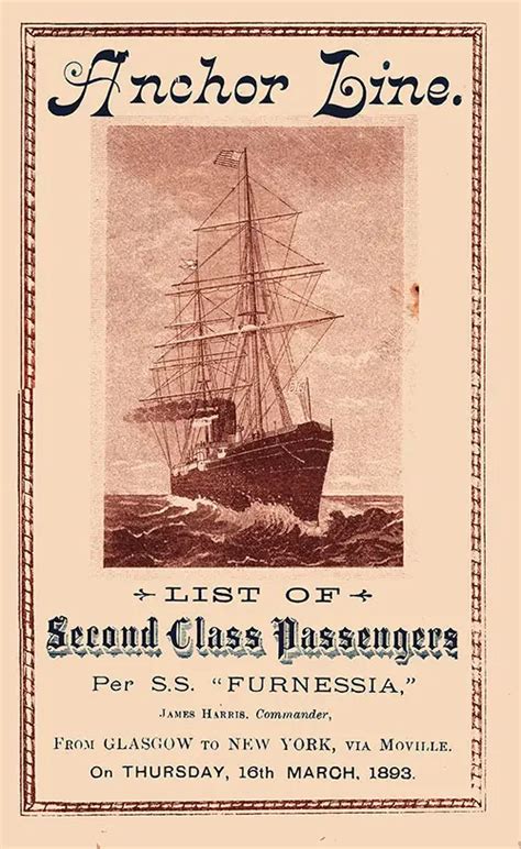 SS Furnessia Passenger Lists .